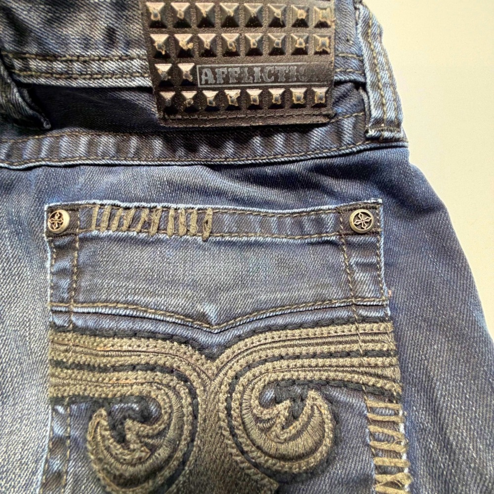 Affliction Cooper Jeans 33 Regular Buckle Exclusive Dark Wash Y2K - Picture 3 of 11